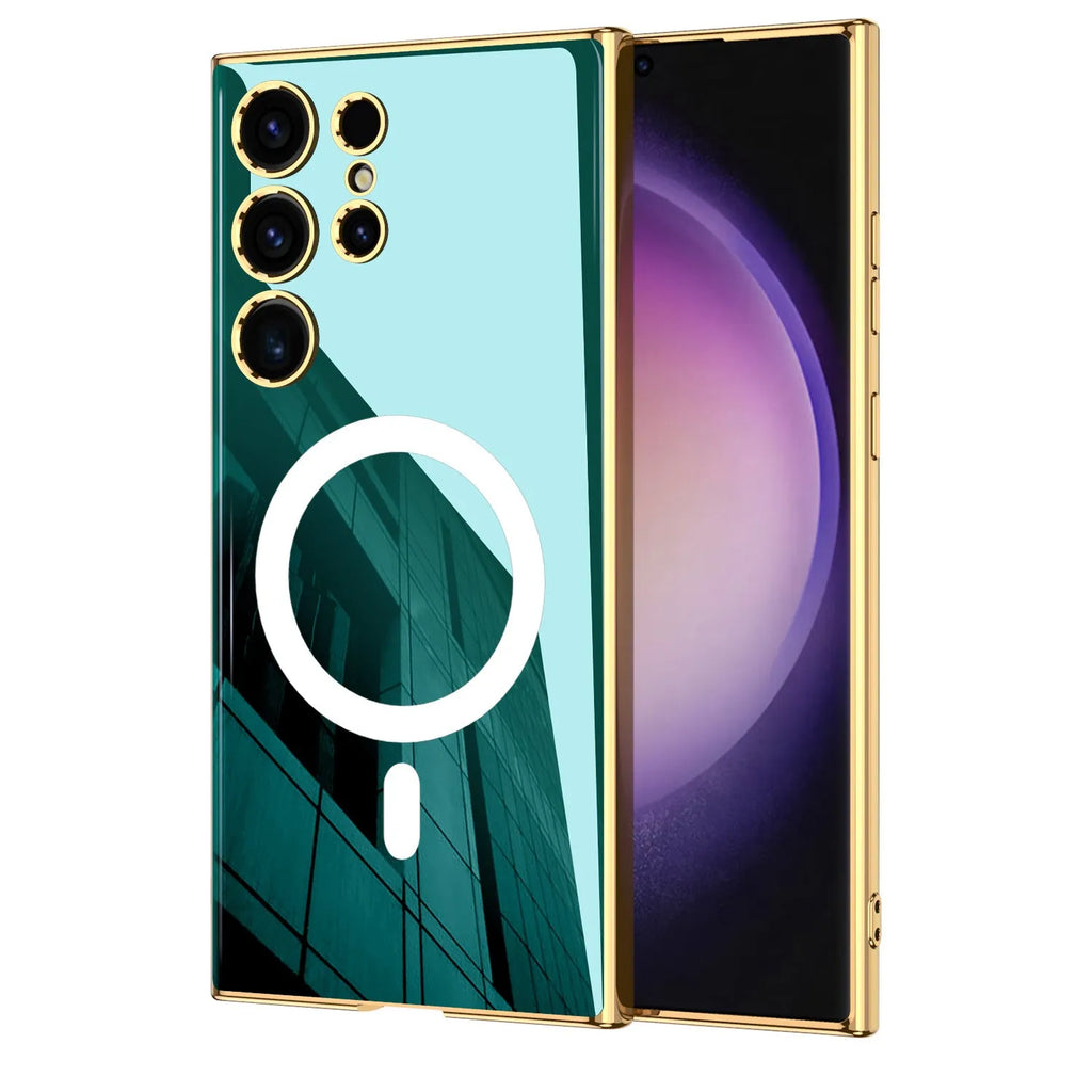 Samsung S24 TPU magnetic phone case with wireless charging ring, anti-drop, thin plating