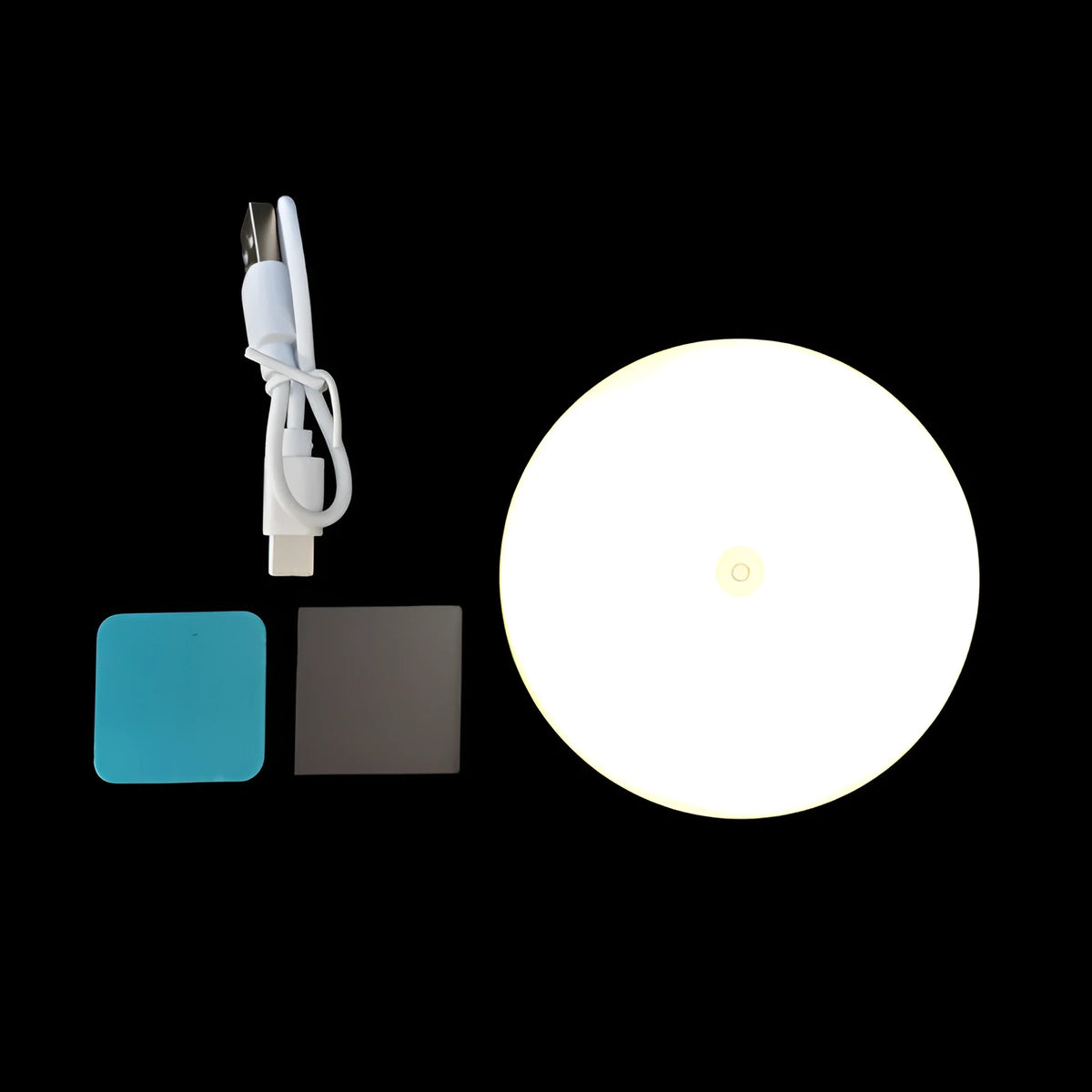 Round small night lamp, 86mm diameter, with side push key and built-in battery