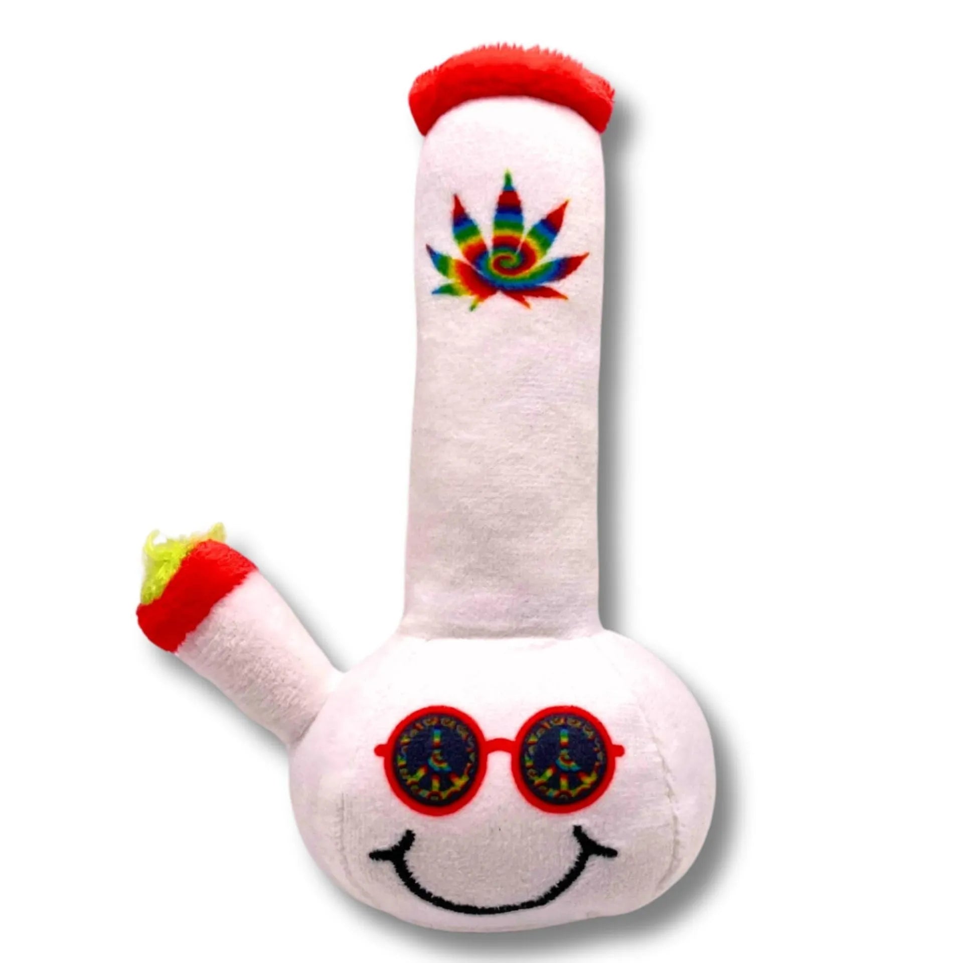 Kettle-shaped plush dog toy with squeaker, measuring 24cm with printed pattern design