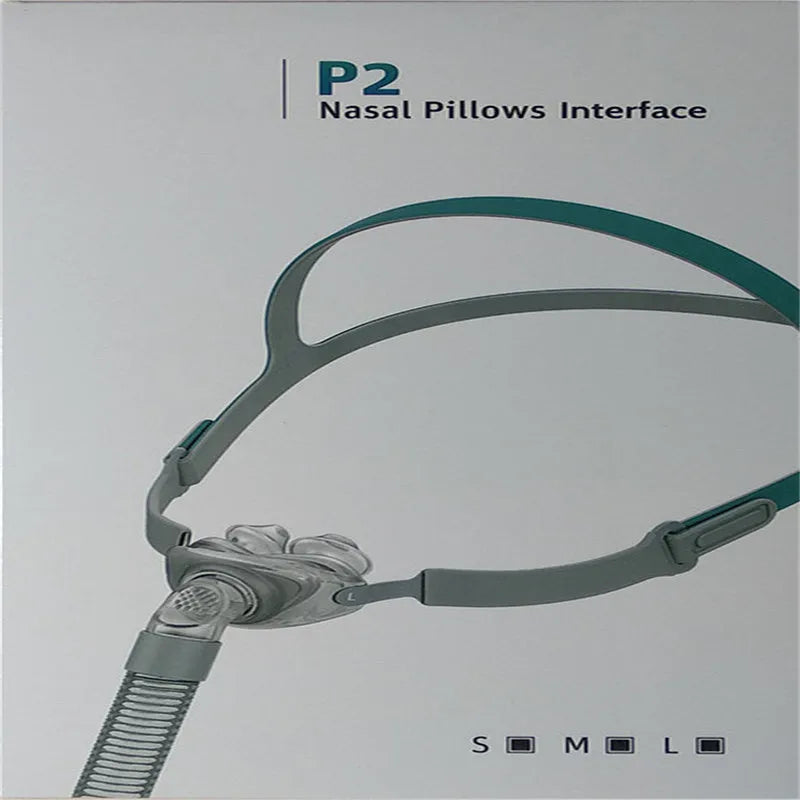 Ventilator nasal pillow mask accessory set with silicone components in box packaging