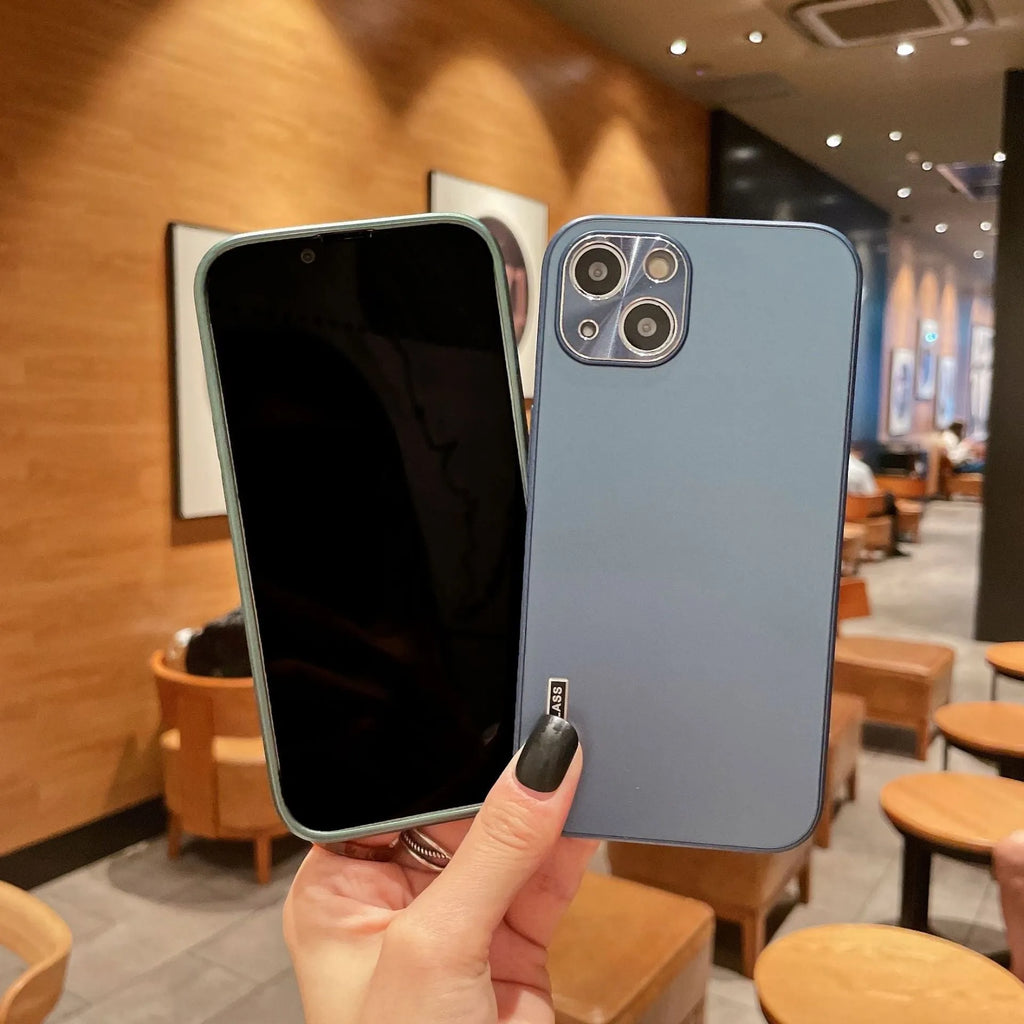 Frosted glass fine hole protective sleeve for iPhone XSmax with metal lens frame, black colour