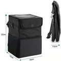 Foldable car trash can storage box 6L black Oxford PVC waterproof bag for vehicle rubbish