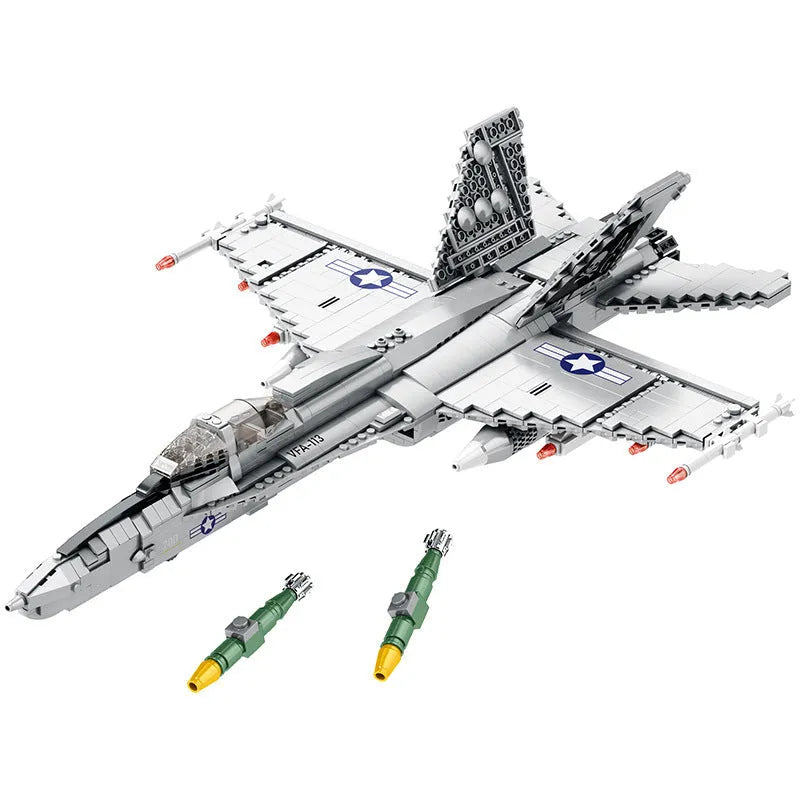 Aerospace military aircraft F-22 Raptor building blocks toy with 1837 pieces in colour box