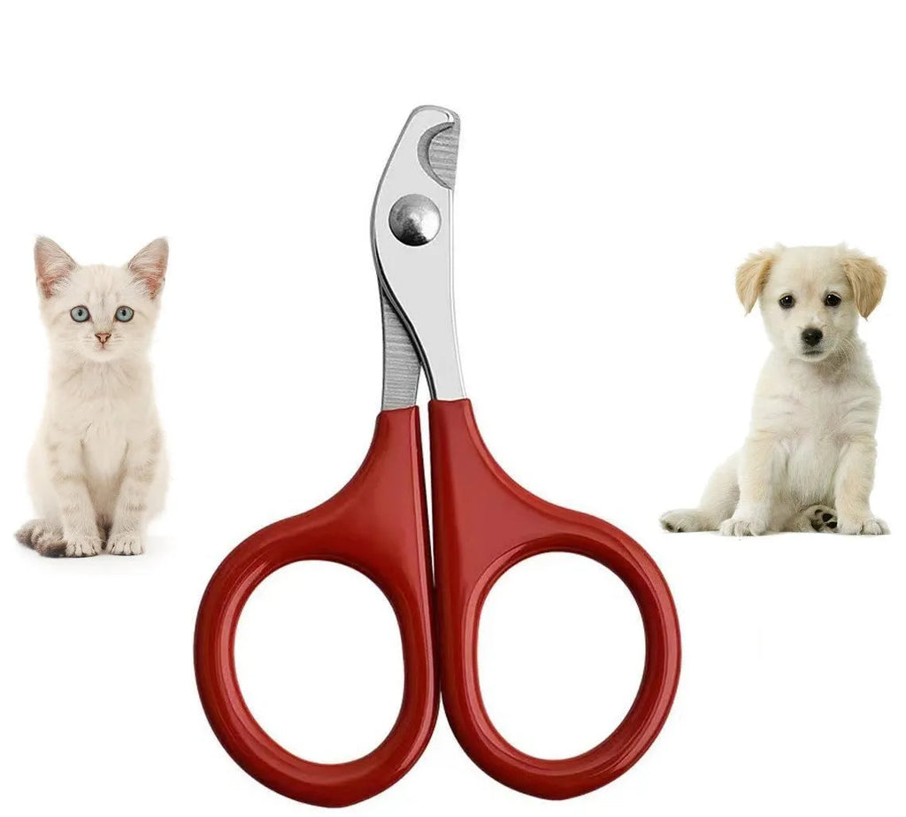 Professional pet nail clippers with stainless steel blades and coloured rubber grip handle