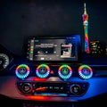 Car air vent aromatherapy device with built-in RGB LED lights for odour control and interior illumination