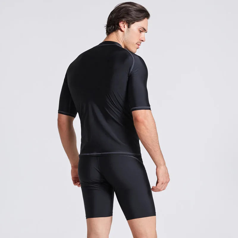 Men's quick-drying half sleeve swimsuit set for snorkelling and surfing in nylon fabric