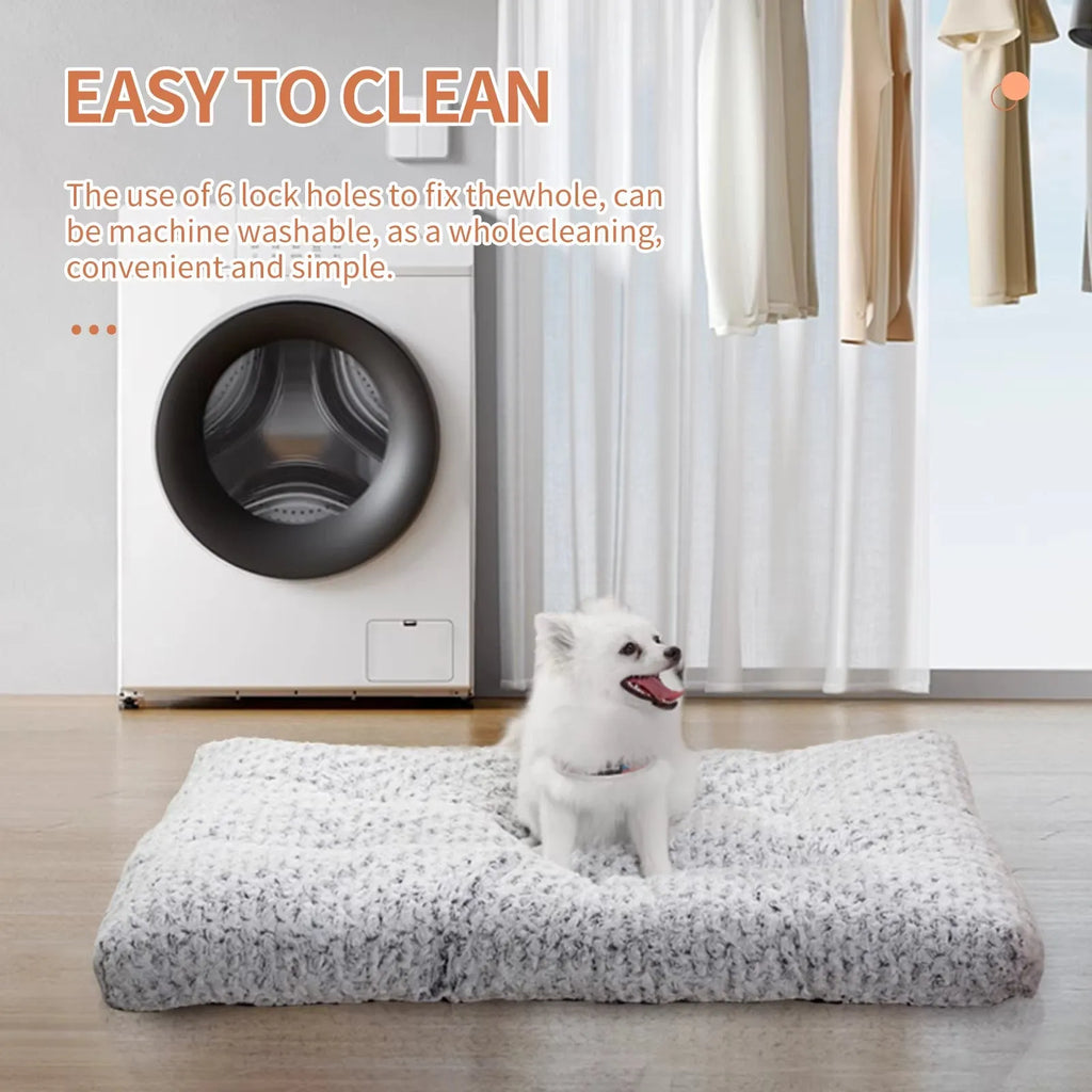 Washable plush dog bed mat in rose velvet, anti-slip bottom, suitable for medium to large dogs