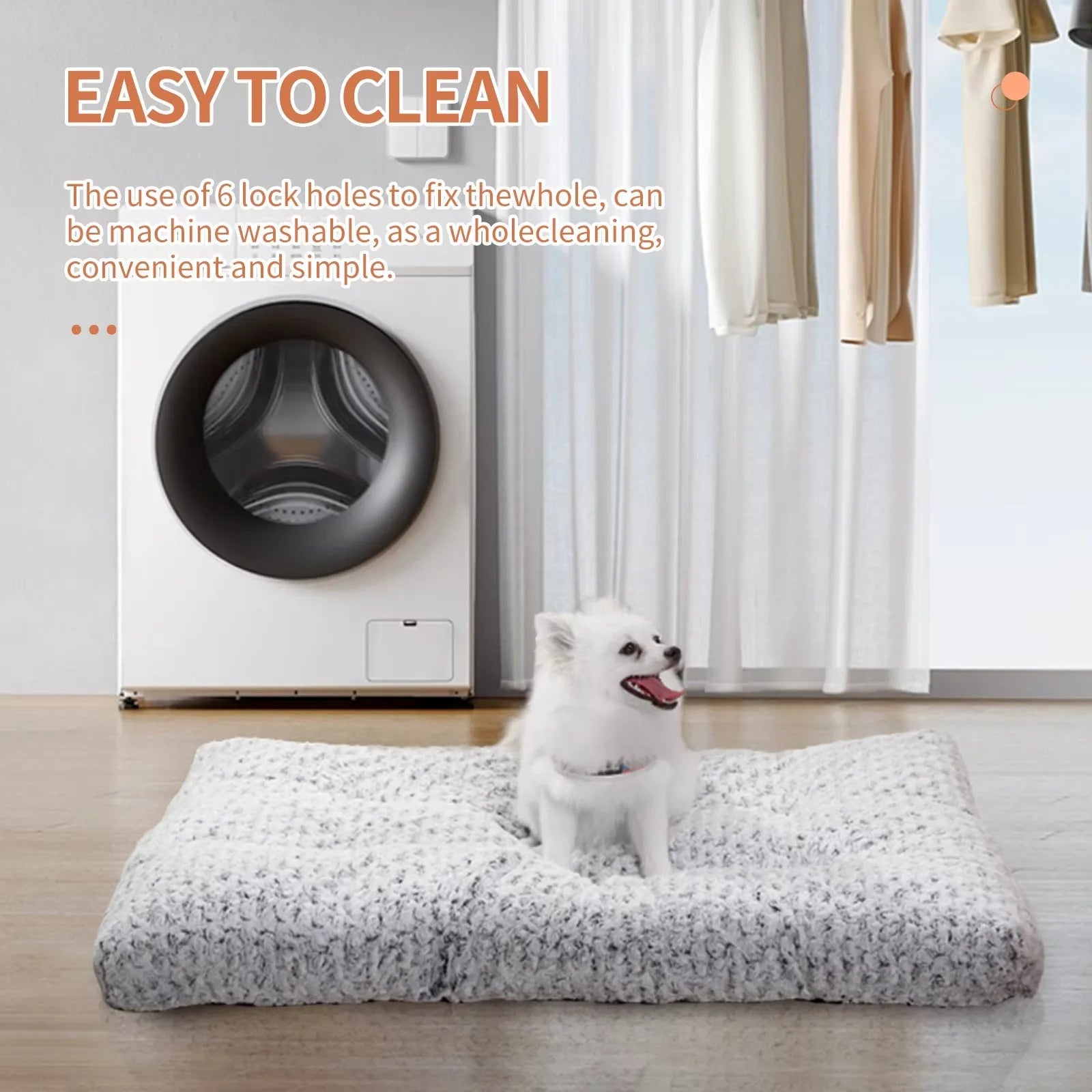 Washable plush dog bed mat in rose velvet, anti-slip bottom, suitable for medium to large dogs