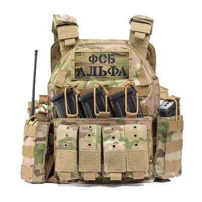 Nordic rune reflective tactical morale velcro patch in STP camo black, 9 by 5 inches