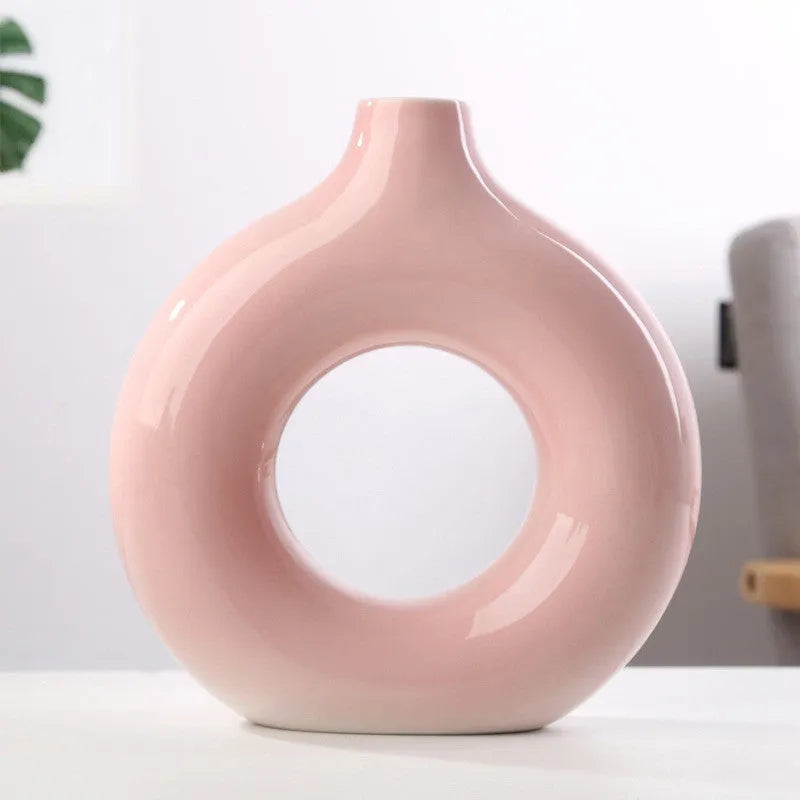 Porcelain biscuit vase with frosted texture for flower arranging in modern design