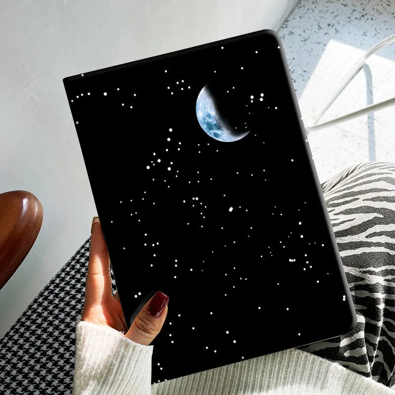 Cartoon TPU leather case anti-fall protection cover for iPad, Happy hour design