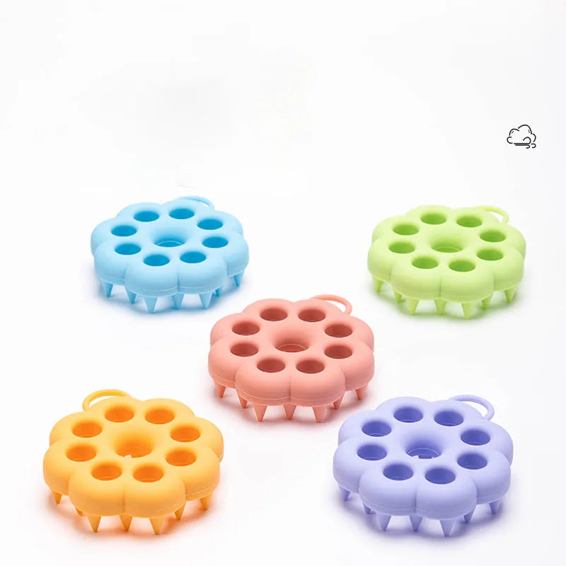 Silicone pet grooming brush with massage nodes in multiple colour options for dry and wet use