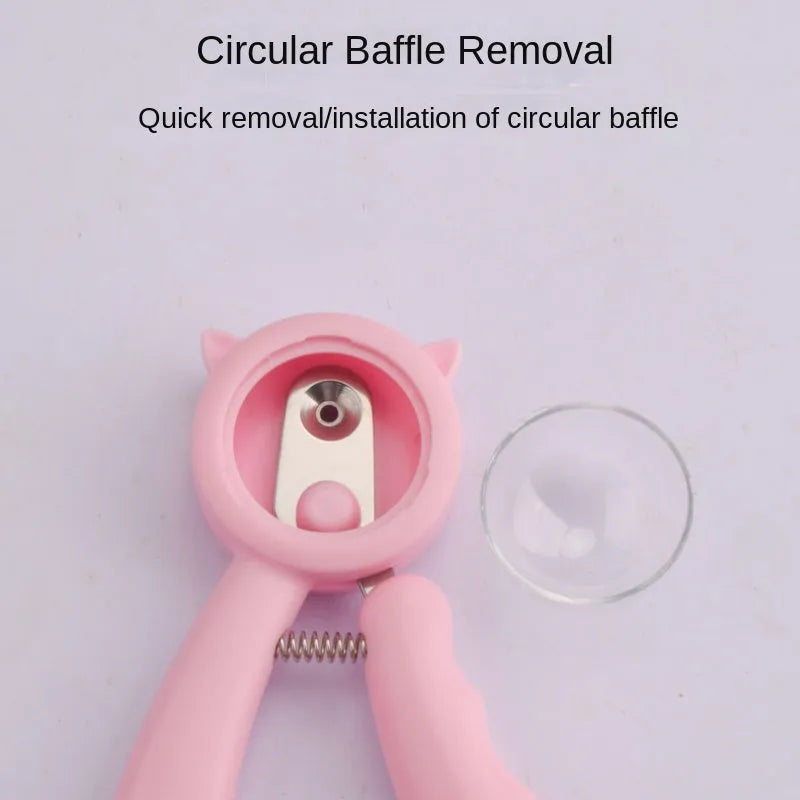 Blue and pink professional stainless steel nail clippers for pet dog and cat claw grooming.