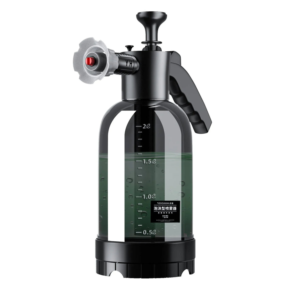 Hand-held high-pressure car wash foam sprayer with 2L capacity container in polypropylene construction
