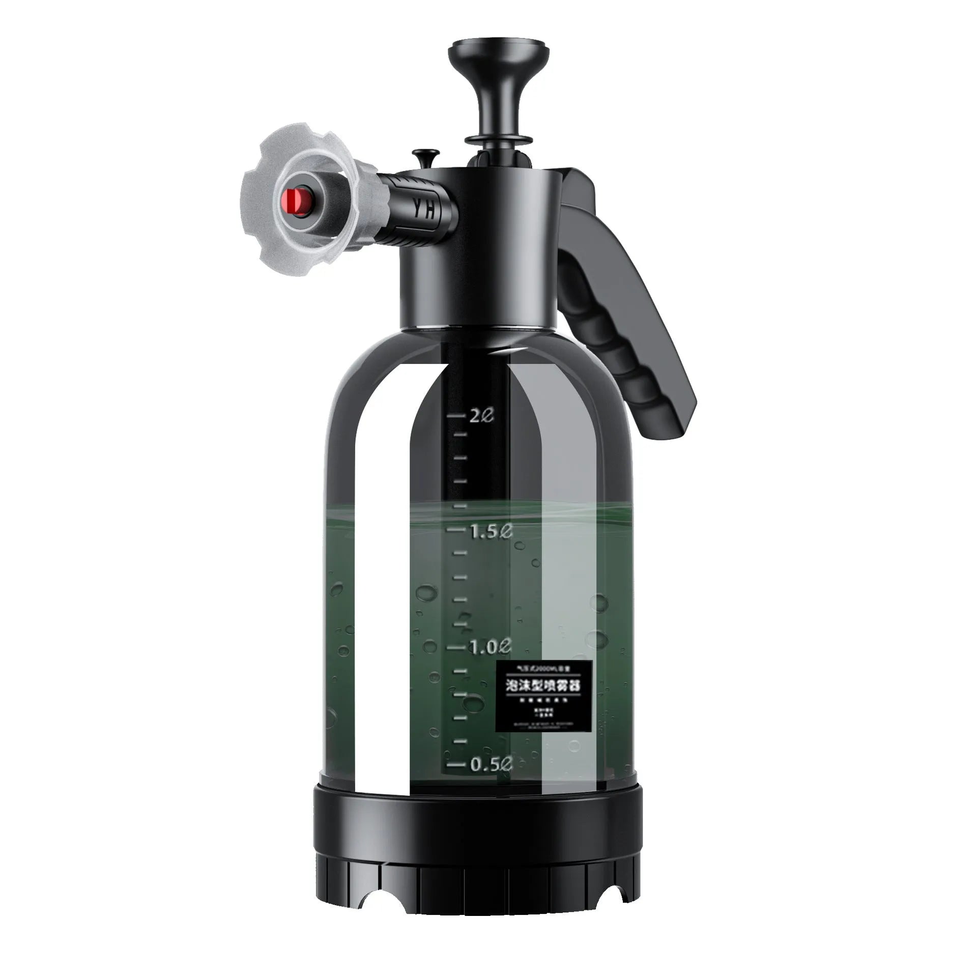 Hand-held high-pressure car wash foam sprayer with 2L capacity container in polypropylene construction