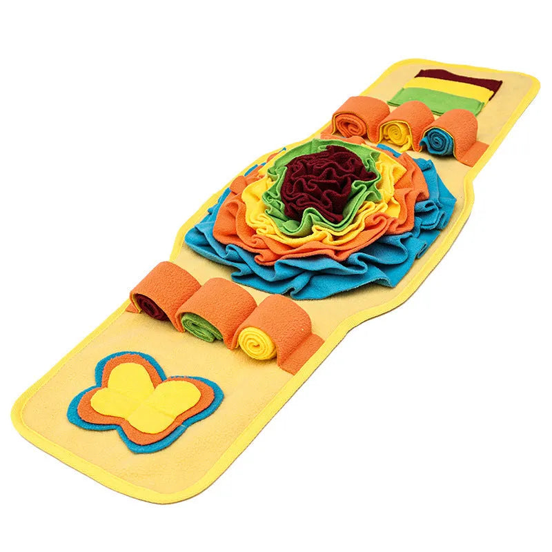 Blue pet sniff mat watch-style design with anti-slip base for slow feeding and nosework training for dogs
