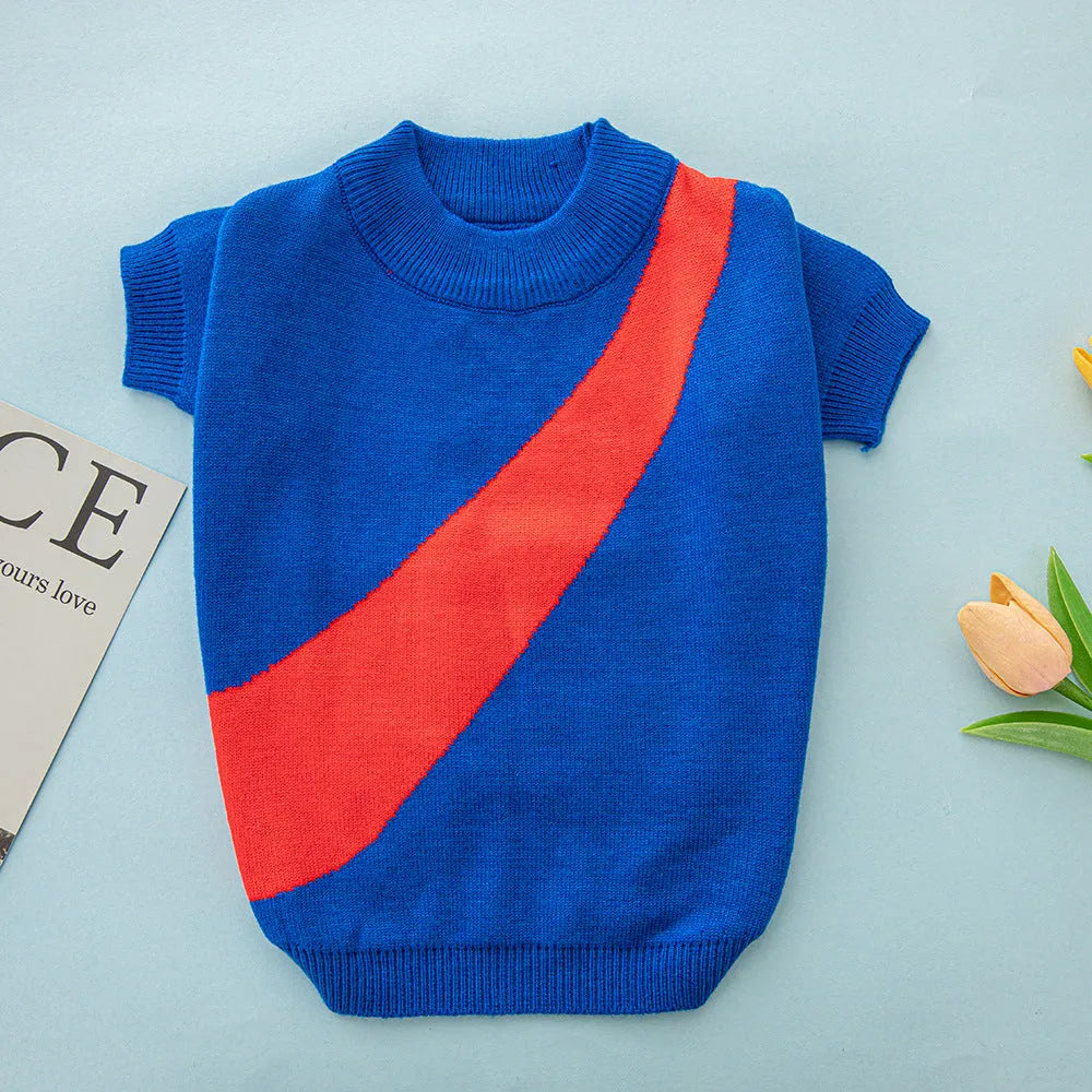 Wool pet sweater for dogs in multiple colours including sapphire blue and orange red