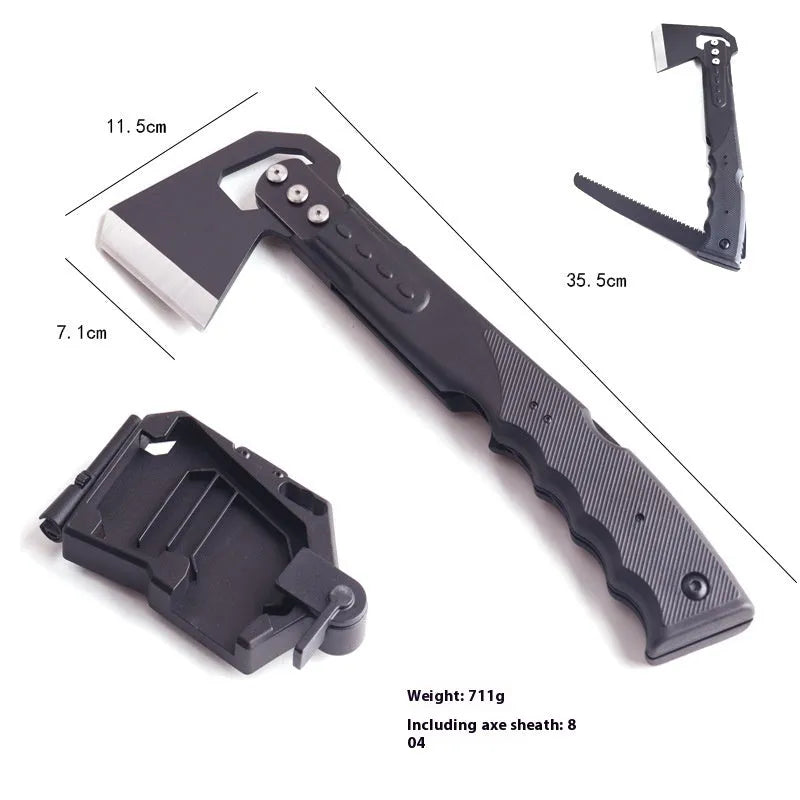 Multi-functional outdoor camping axe with stainless steel head and ABS plastic handle