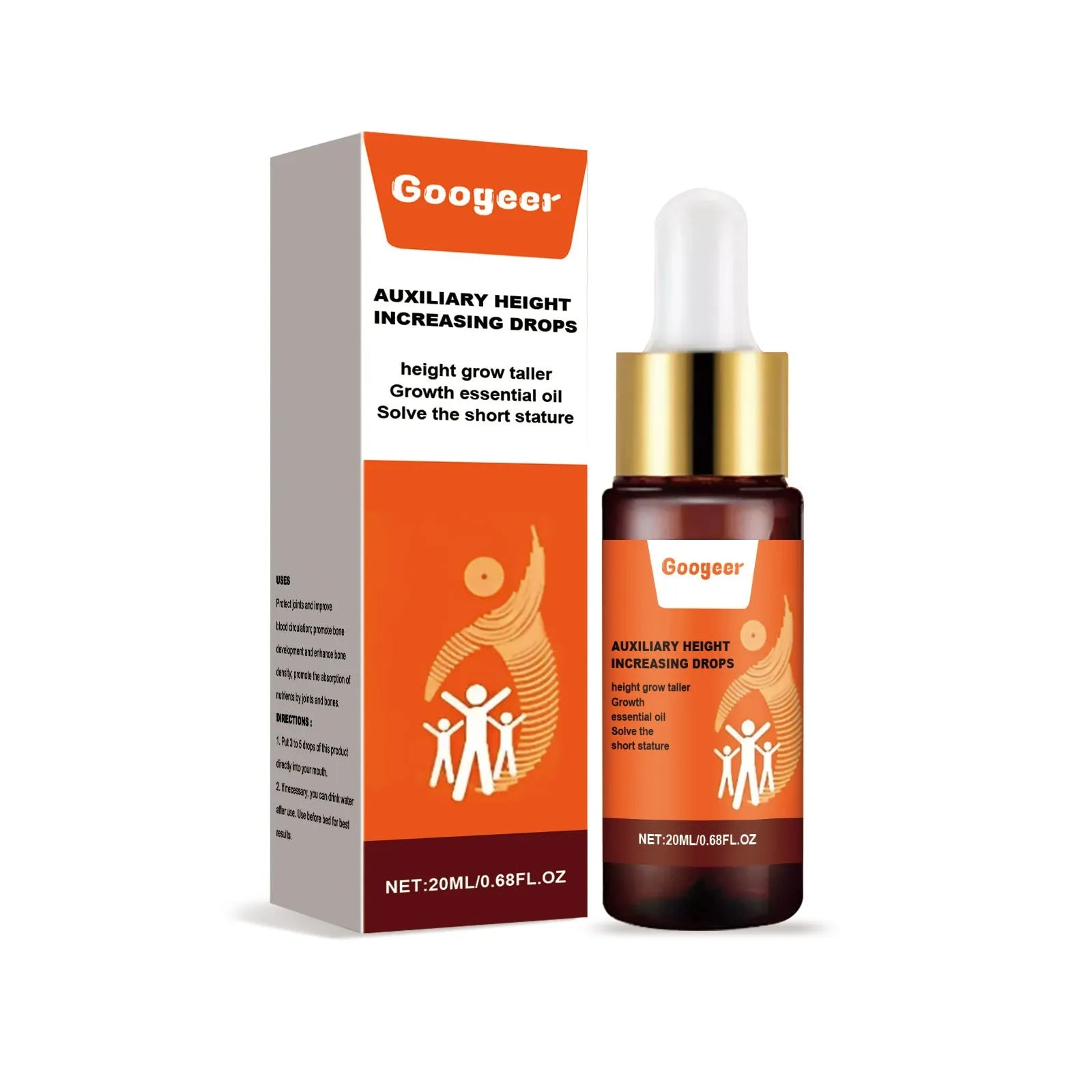 Googeer Height Increasing Drops 20ml bottle with peppermint extract body treatment