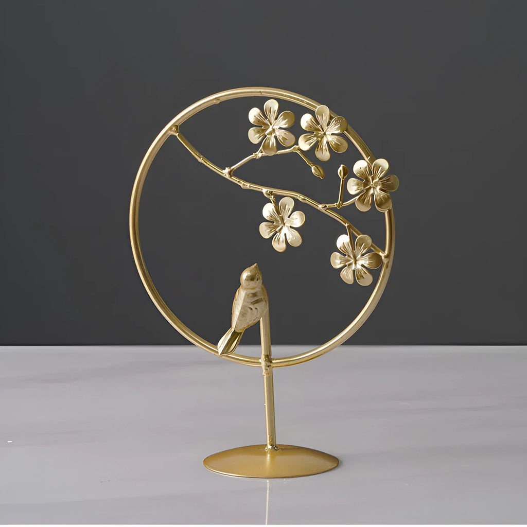 Nordic style wrought iron wall ornament with copper plastic finish in a modern home setting