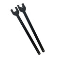 Two alloy steel Land Rover fan wrenches, sizes 36mm and 40mm, for mechanical repair.