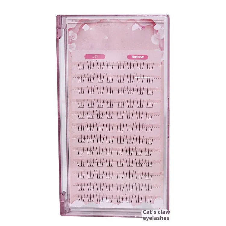12-row lower false eyelash set in kitten's paw style with sheer roots and pointed tails.