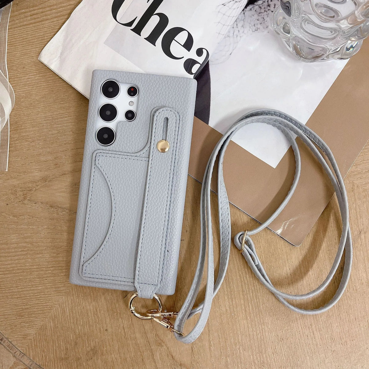 Japanese Korean style card holder phone case with frosted finish in black, for Samsung Galaxy