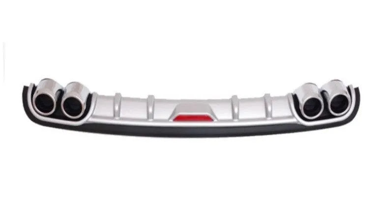 PP plastic rear bumper spoiler lip for cars in black or silver black, showing 118cm and 129cm length options