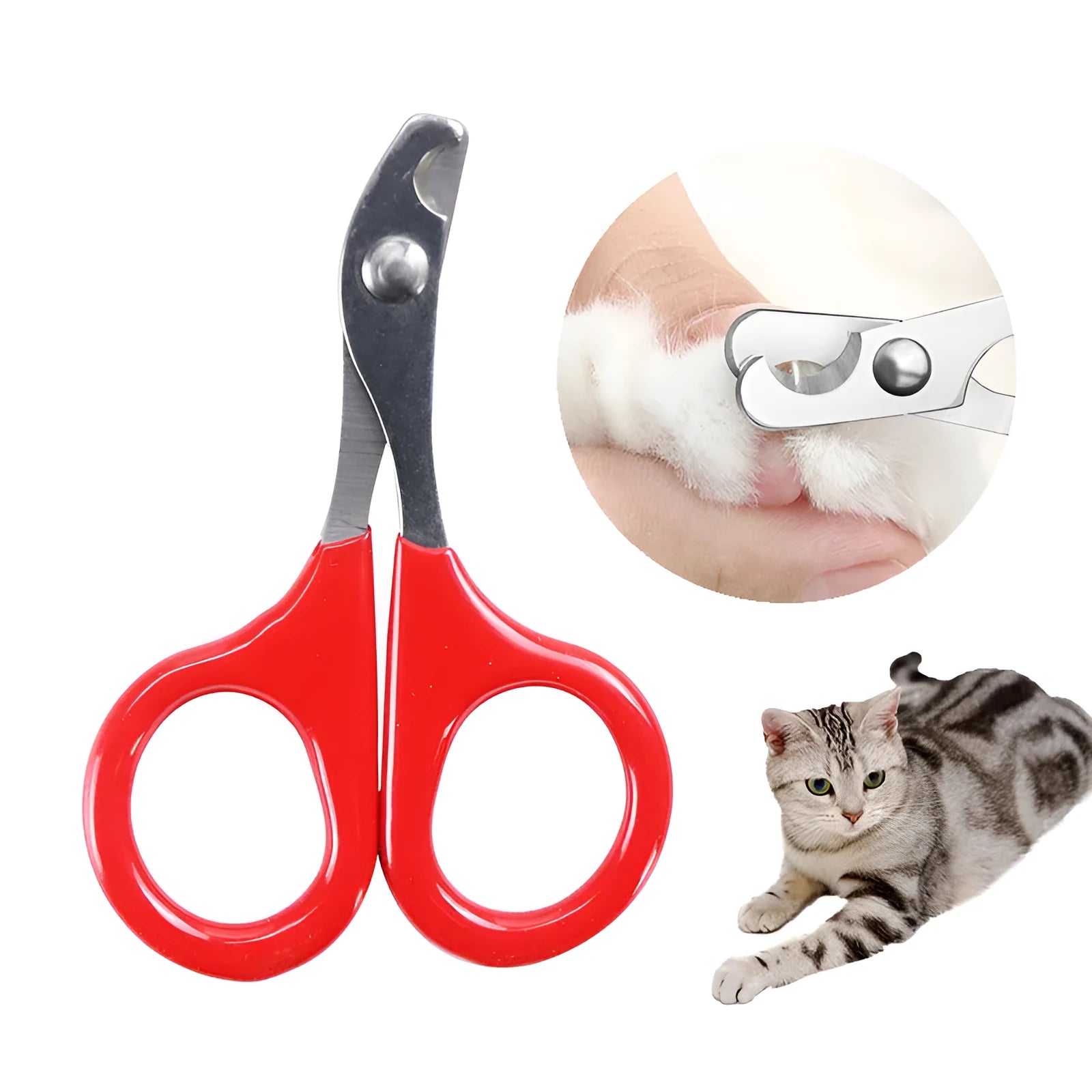 Professional pet nail clippers with stainless steel blades and coloured rubber grip handle