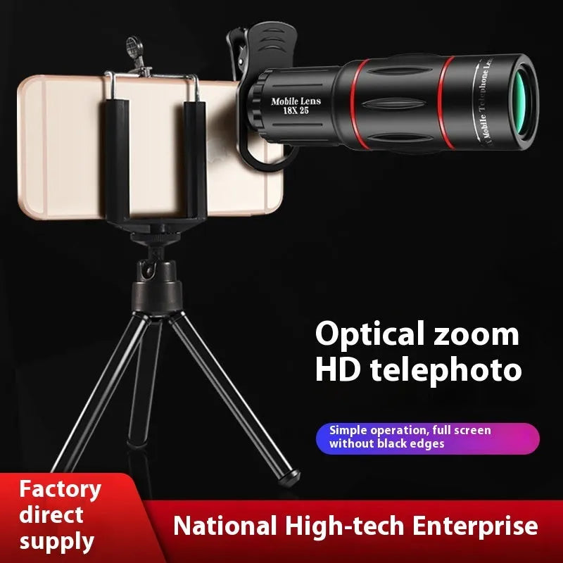 18x high-definition external telephoto lens for mobile phones with waist pack and accessories