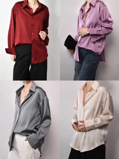 Loose oversized drop shoulder cardigan shirt in solid apricot colour with patchwork design and long sleeves
