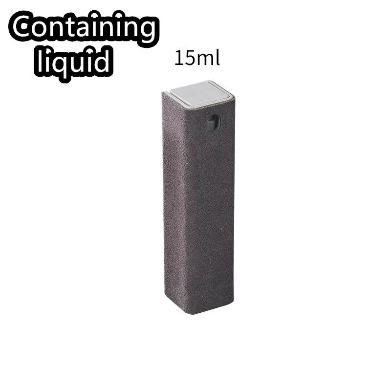 Blue square tube 15ml spray bottle with integrated fibre fleece wiper for cleaning phone and tablet screens.