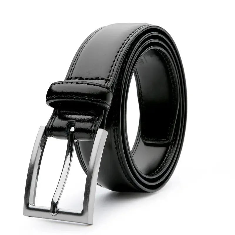 Men's genuine leather belt with alloy buckle in 95 grain brown
