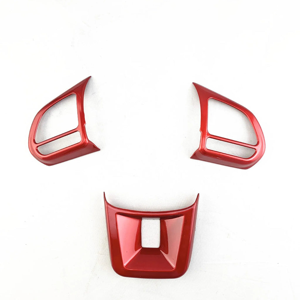 ABS plastic steering wheel decorative sticker in carbon fiber or noble red finish for car interior customisation