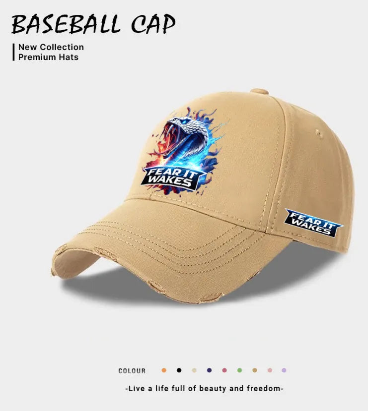 Men's casual baseball cap in beige, black, or blue polyester, single pack