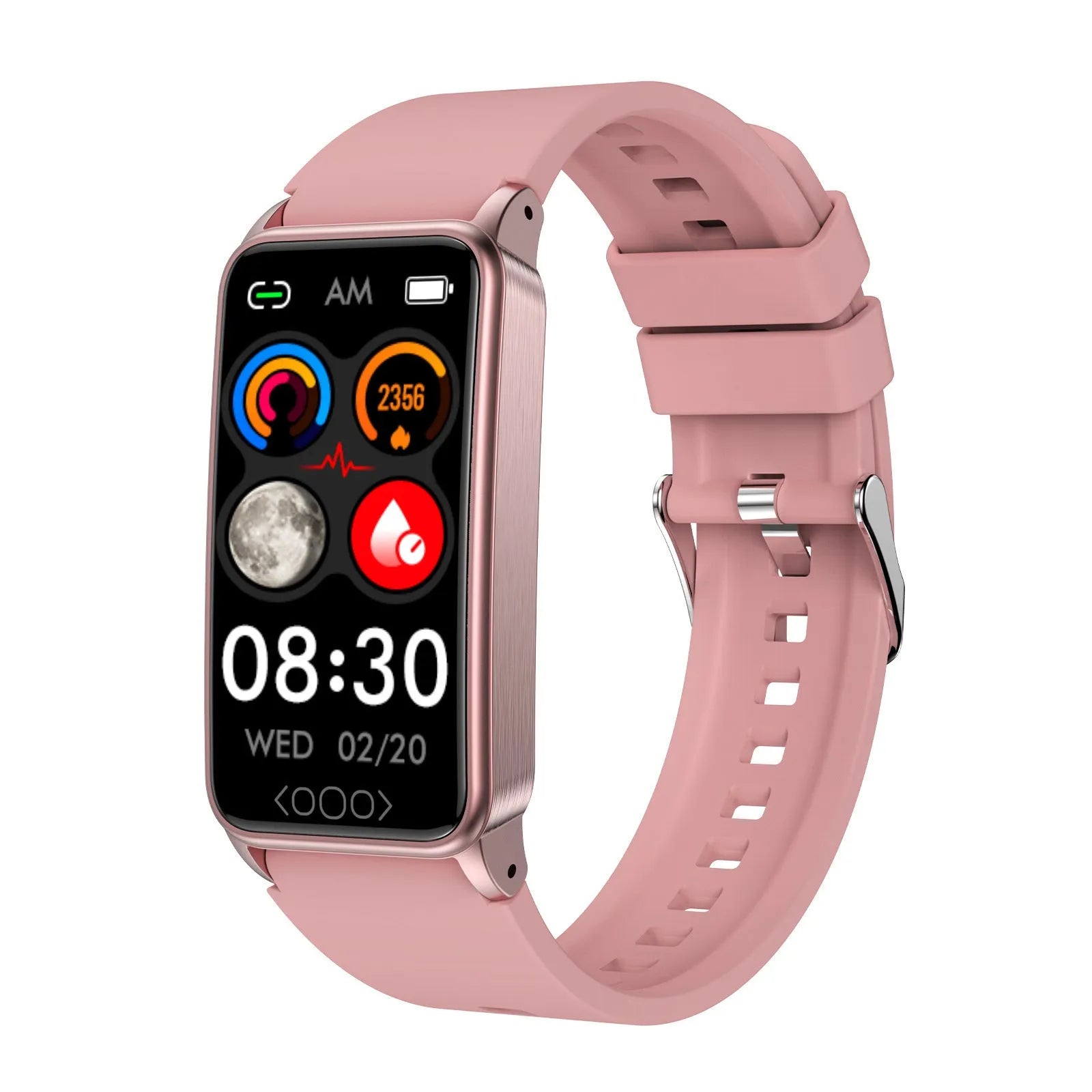 Smart bracelet with dynamic heart rate monitoring on a silicone strap, black colour, IPS touch screen display