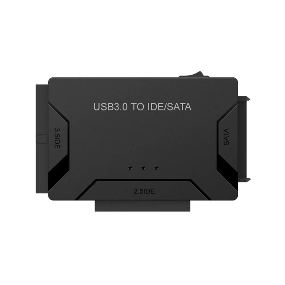 USB 3.0 to IDE and SATA hard disk adapter with power supply and cables for desktop drive connectivity