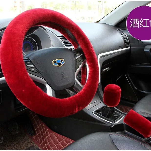 Sheepskin and wool steering wheel cover set of 6 in various colours for 38cm diameter wheels