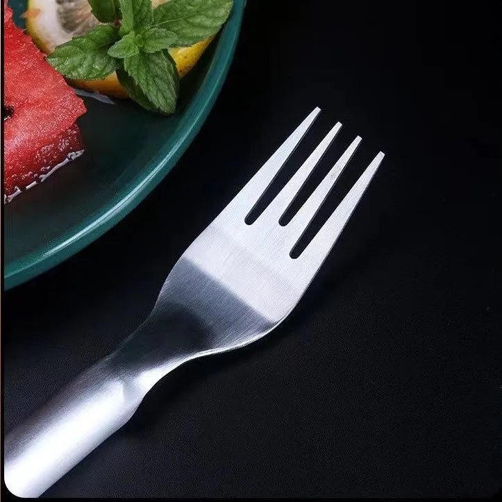 2-in-1 watermelon fork slicer made of 304 stainless steel, 26 cm long, with rounded fork head and lengthened handle