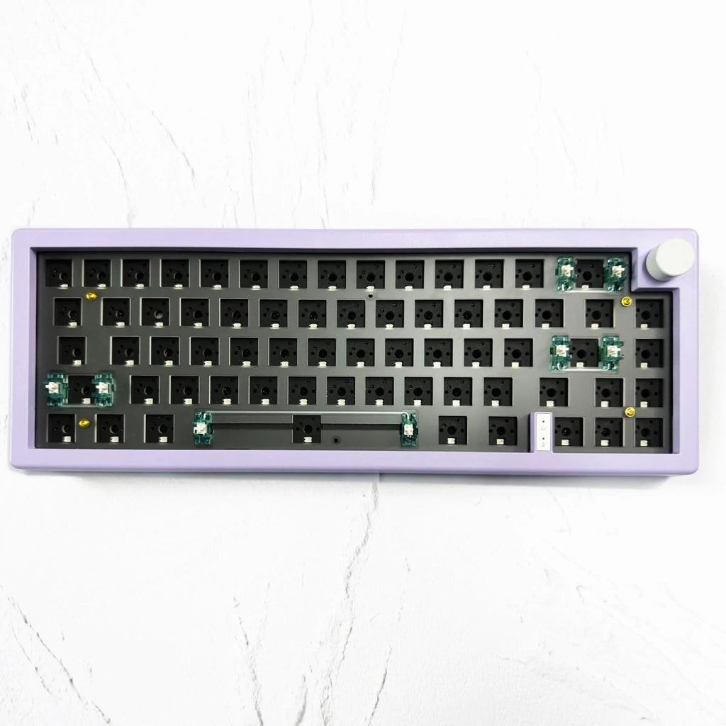 DIY mechanical keyboard kit with RGB lighting and control knob in multiple colour options