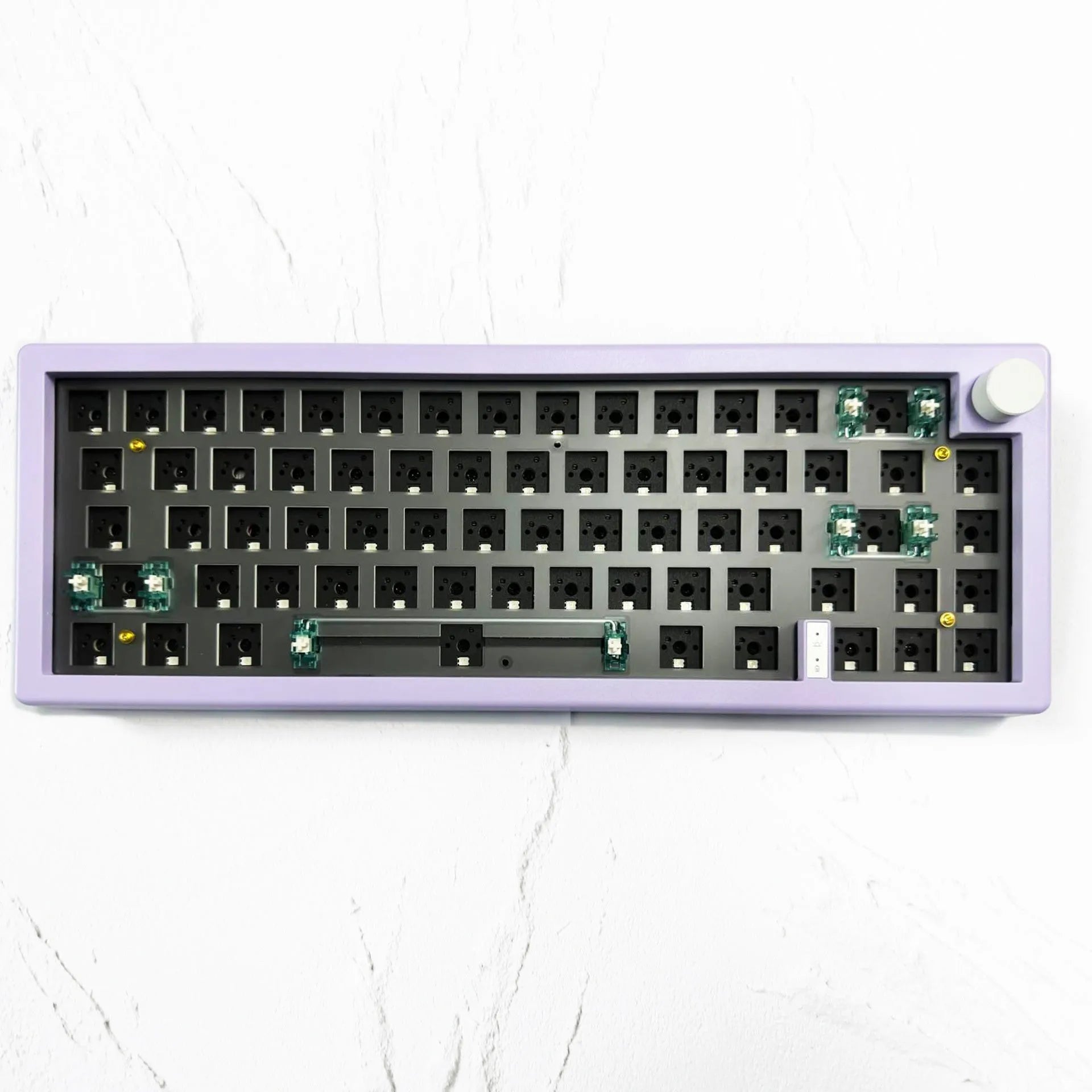 DIY mechanical keyboard kit with RGB lighting and control knob in multiple colour options