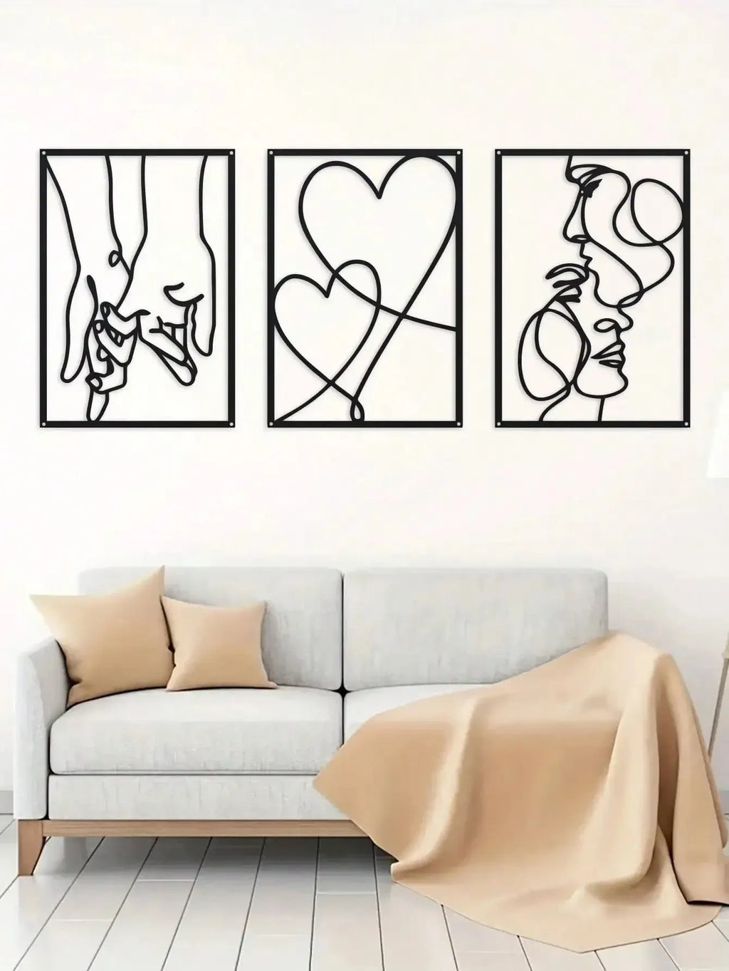 Modern simplicity iron wall decoration three-piece set for bedroom living room family home
