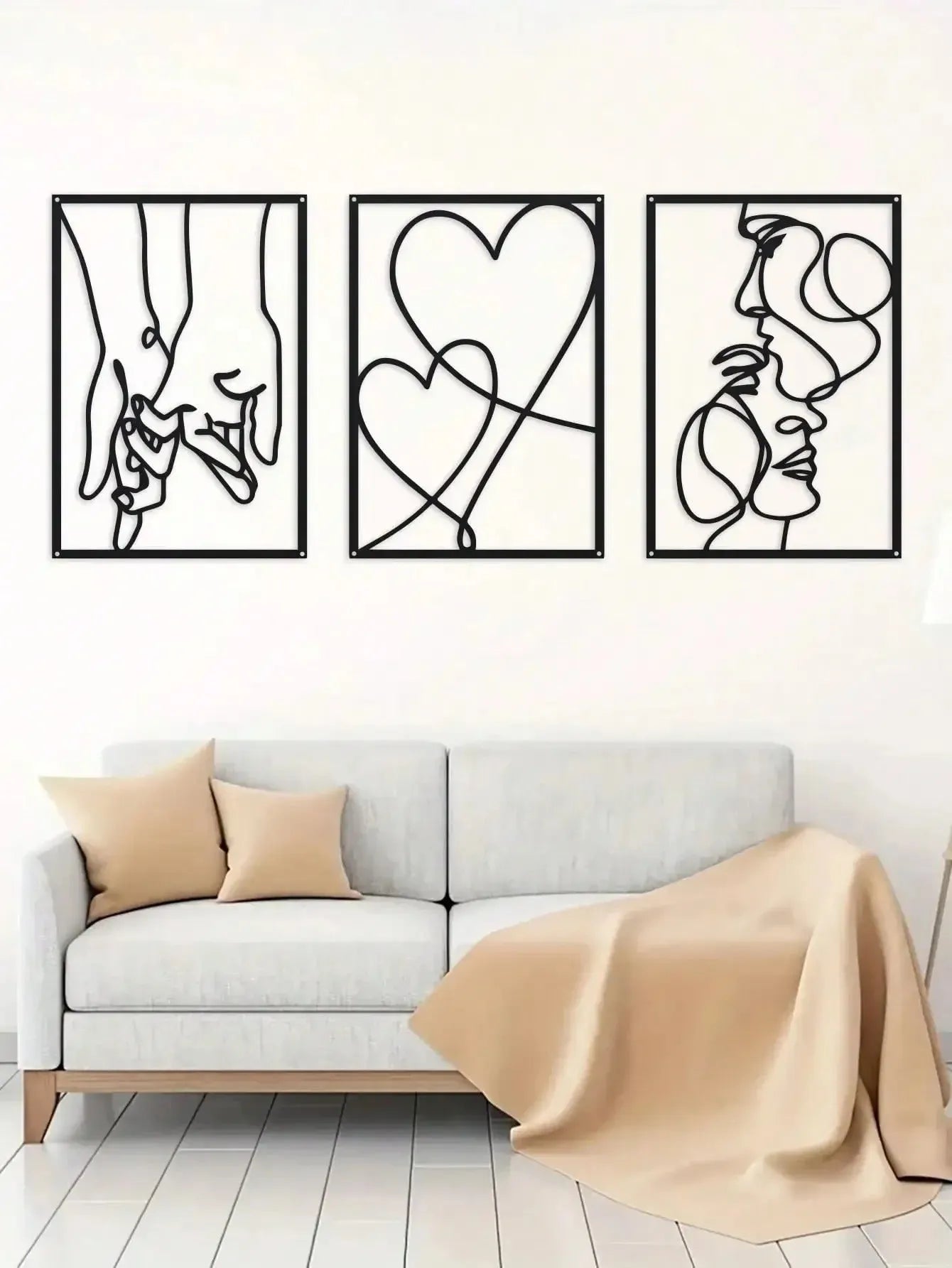 Modern simplicity iron wall decoration three-piece set for bedroom living room family home