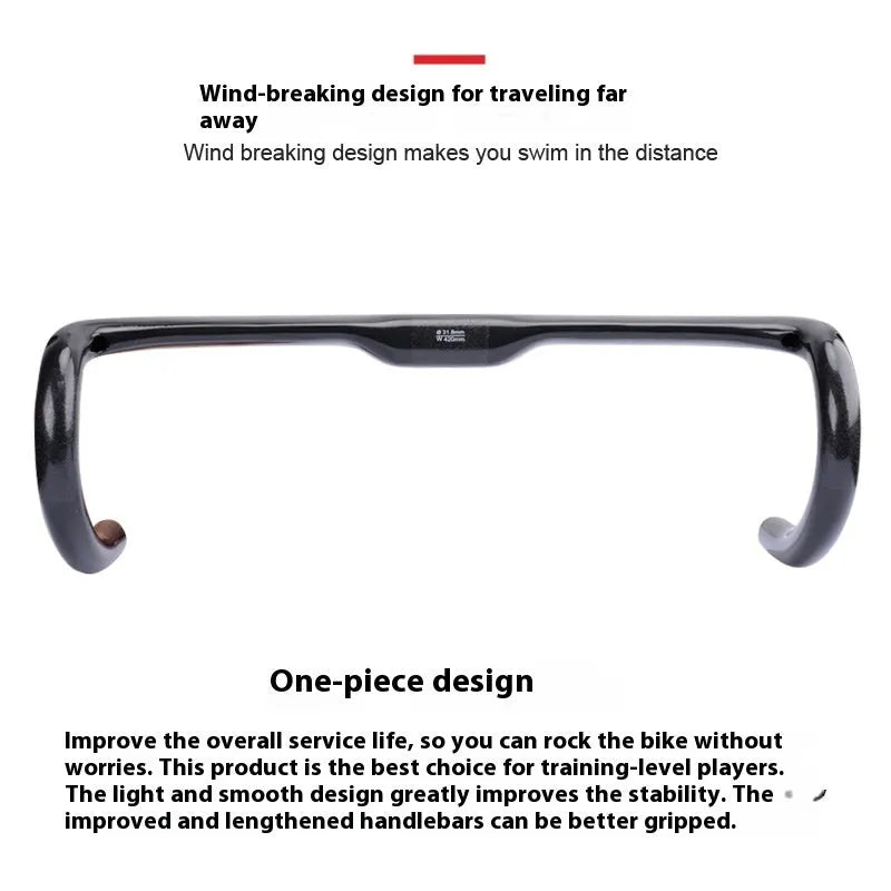 Carbon fibre road bicycle drop handlebar in black grey silver with size options