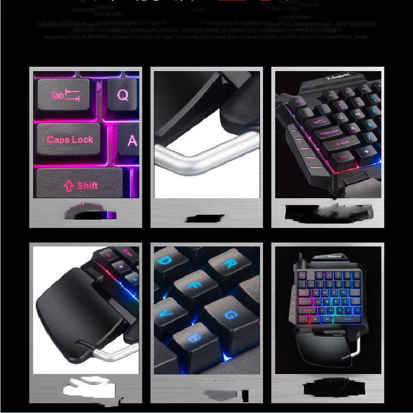 Black left-hand Throne gaming keyboard with wrist rest and USB connector for desktop PUBG gaming