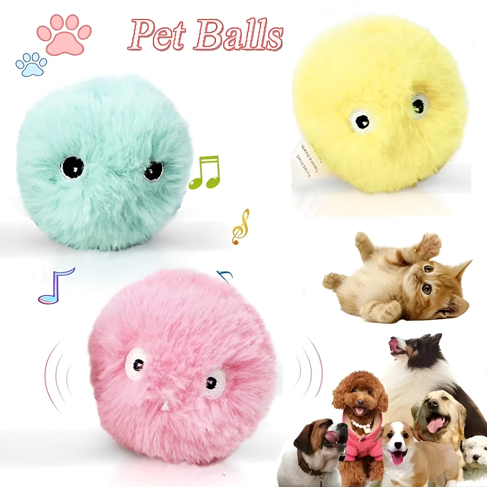 55mm diameter interactive cat toy ball with animal sounds and removable lid for catnip addition
