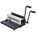 Leisheng 34-hole black manual iron ring binding machine on desk with paper