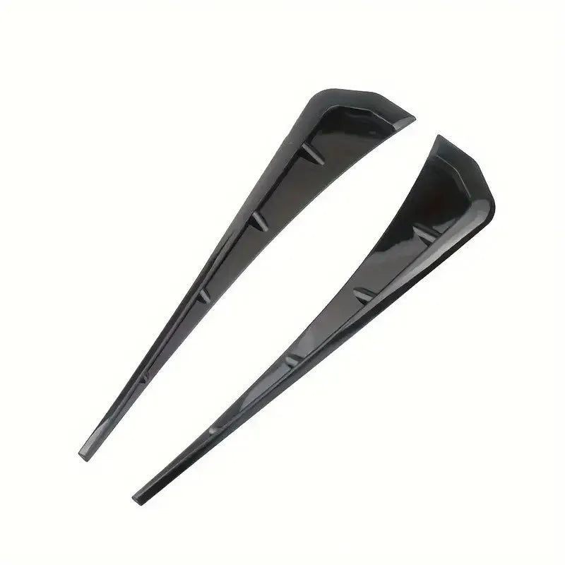 Pair of left and right rubber fender blade side wings for car modification in black and carbon fiber finish