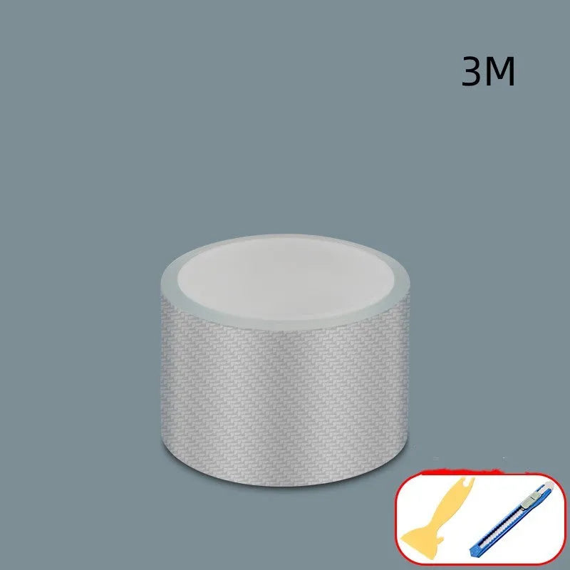 Clear transparent carbon fibre car door edge anti-collision protection strip roll on a white background