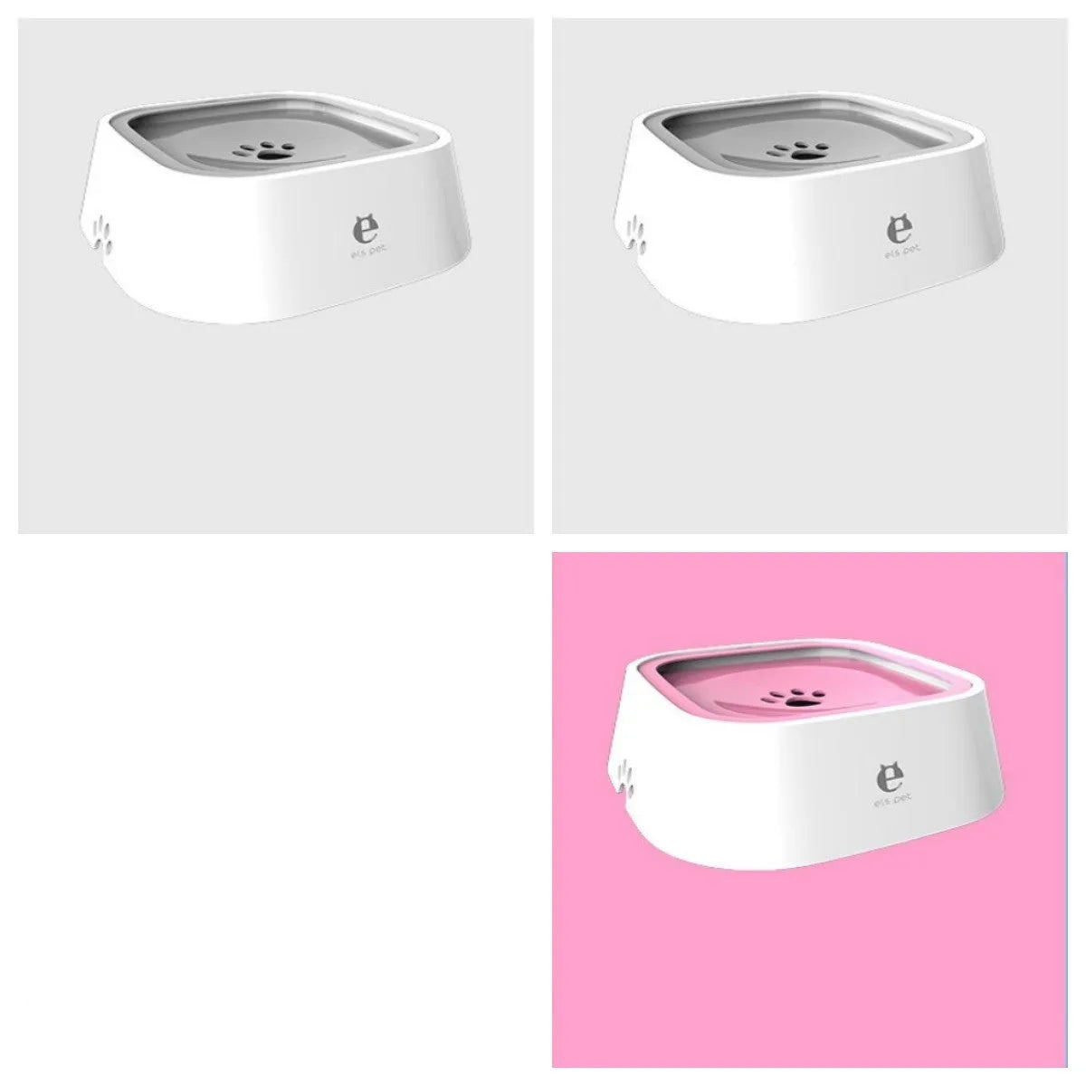1.5L grey anti-overflow floating water bowl for cats and dogs with non-slip base
